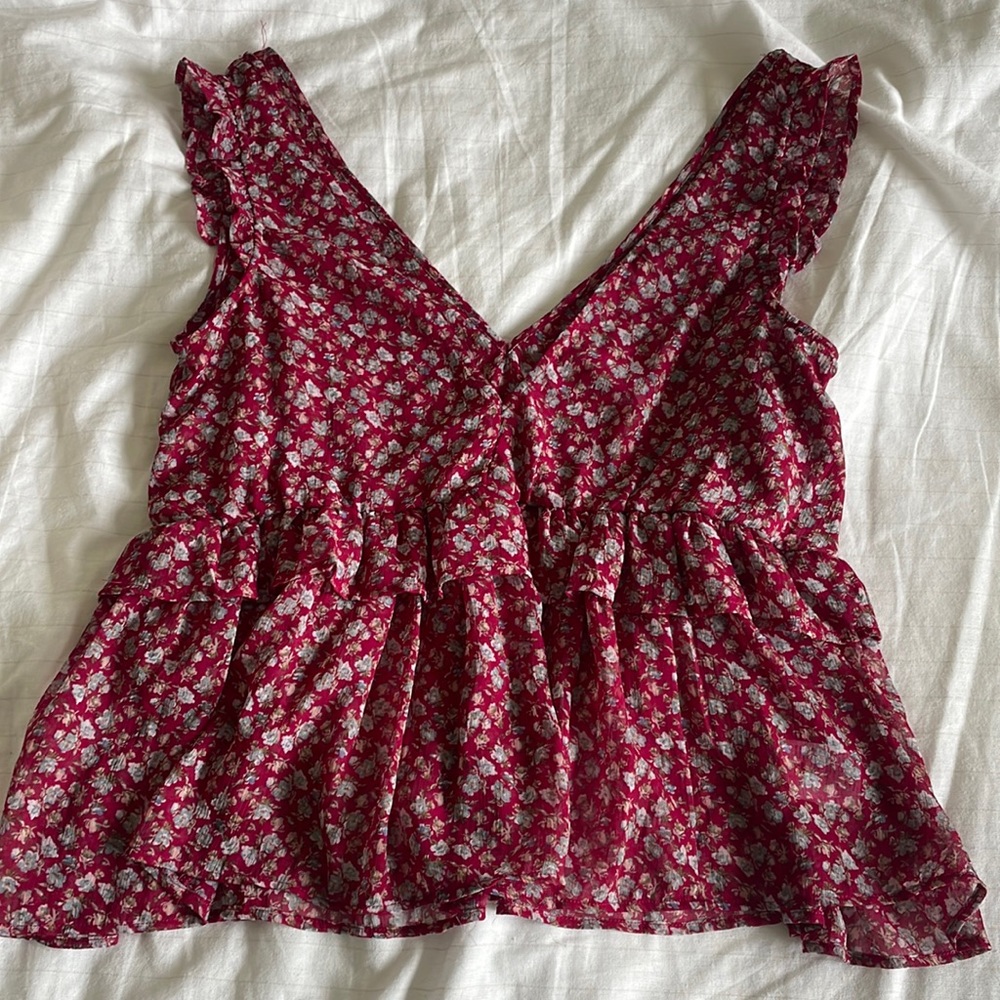 American Eagle Outfitters red floral blouse
